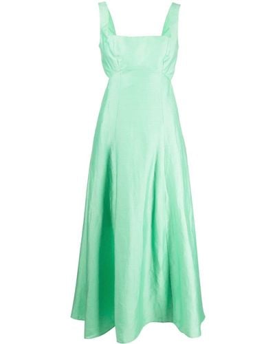 Acler Linen-blend Satin Midi Dress - Green