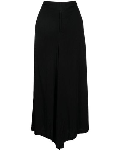 Yohji Yamamoto Pleat-detailing Zip-fastening Cropped Trousers - Black