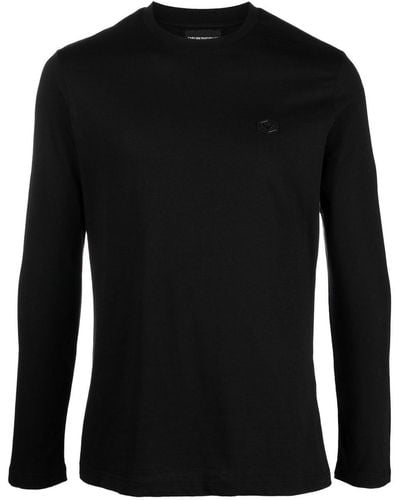 Emporio Armani T-shirt a maniche lunghe con applicazione - Nero