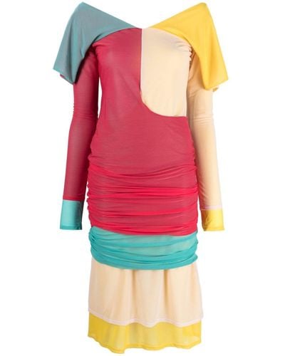 Kiko Kostadinov Panelled-design Long-sleeve Dress - Red