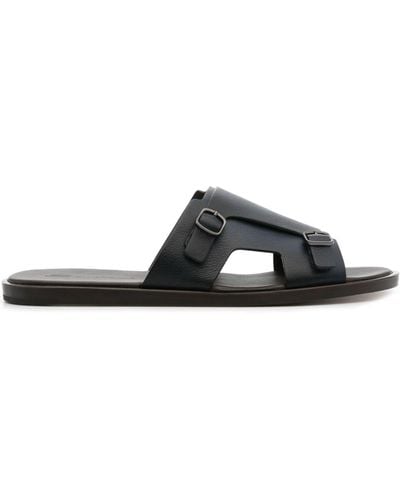 Santoni Double-buckle Leather Sandals - Black