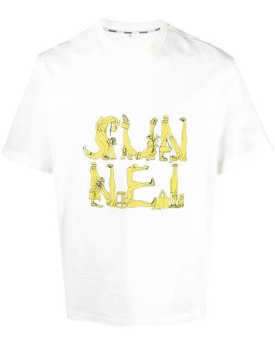 Sunnei Camiseta con logo estampado - Blanco