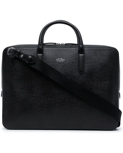 Smythson Panama Textured Leather Briefcase - Black