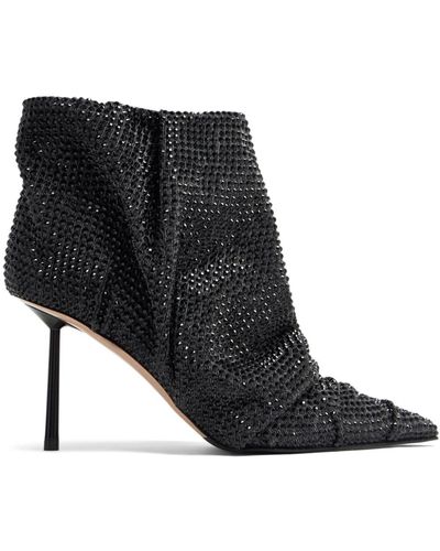 Le Silla Fedra Crystal-embellished Draped Ankle Boots - Black