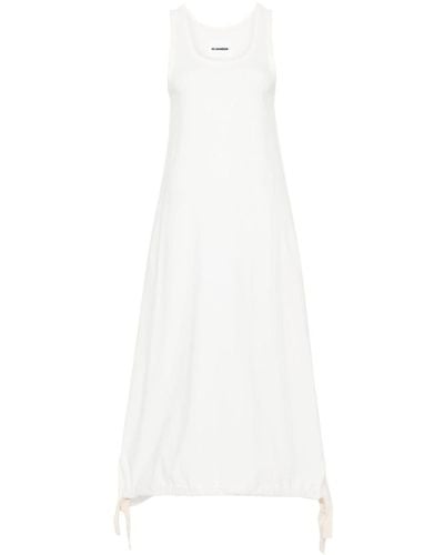 Jil Sander Cotton Midi Dress With Elastic Hem - White