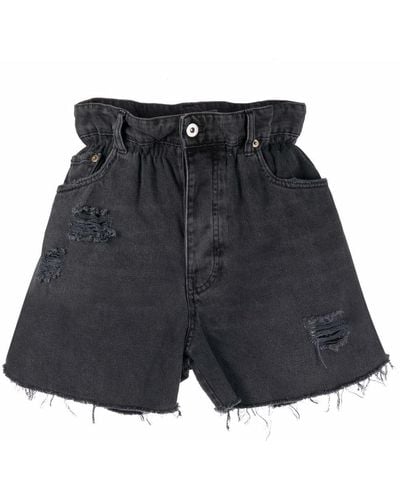 Miu Miu Pantalones vaqueros cortos con efecto envejecido - Negro