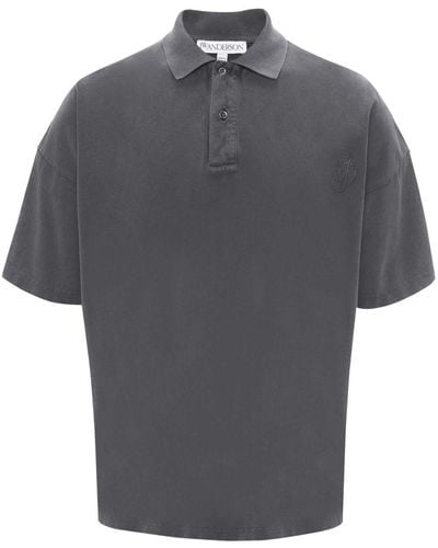 JW Anderson Logo-embroidered Cotton Polo Shirt - Grey