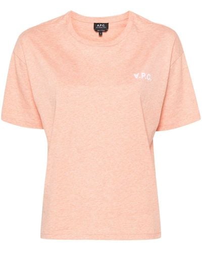 A.P.C. Flocked-logo Cotton Sweatshirt - Pink