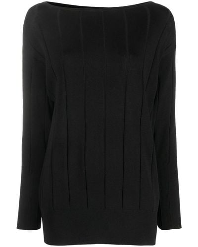 Patrizia Pepe Boat-neck Knitted Sweater - Black