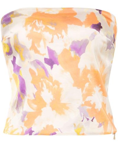 Patrizia Pepe Abstract-print Strapless Cropped Top - Pink