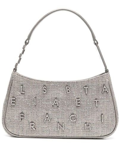 Elisabetta Franchi Logo-lettering lurex shoulder bag - Grau