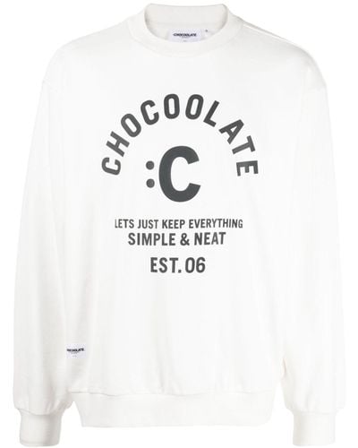 Chocoolate Slogan-print Cotton Sweatshirt - White
