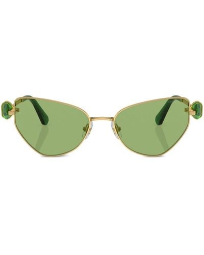 Swarovski Occhiali da sole cat-eye con decorazione - Verde