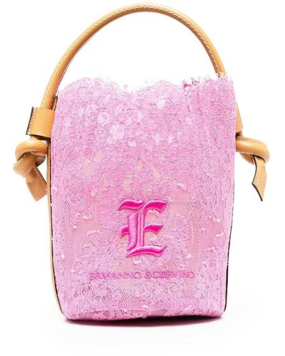 Ermanno Scervino Floral-lace Detail Bucket Bag - Pink