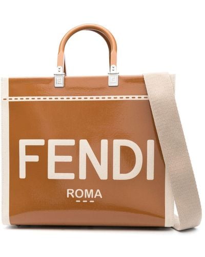 Fendi Shopper mit Logo-Print - Braun
