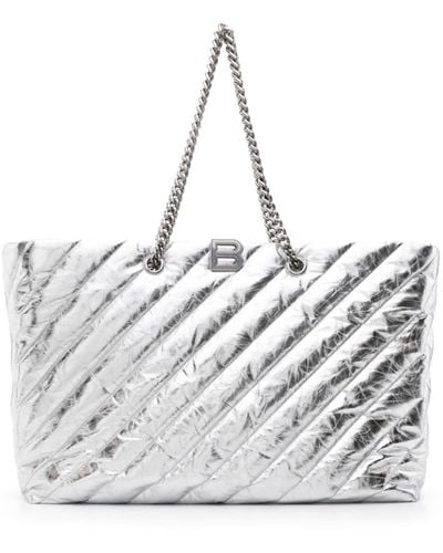 Balenciaga Large Crush Metallic Tote Bag - Grey