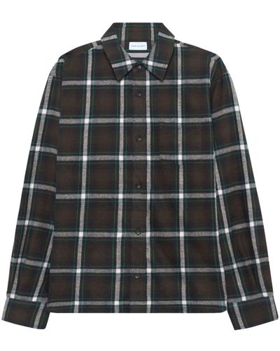 John Elliott Alder Pico-check Cotton Flannel Shirt - Black