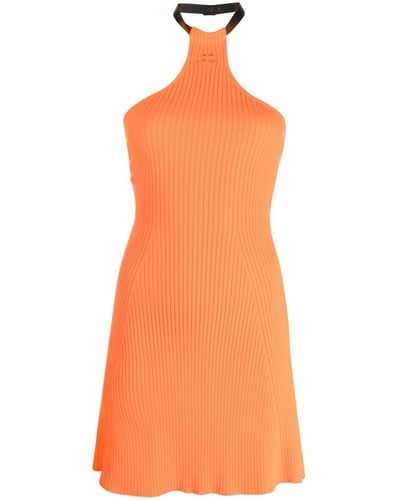 Courreges Vestido de canalé con cuello halter - Naranja