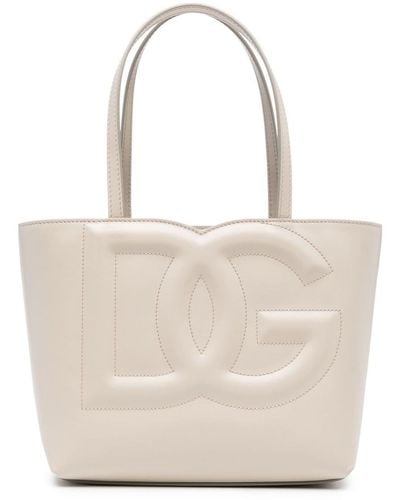 Dolce & Gabbana Petit sac cabas en cuir à logo DG - Neutre