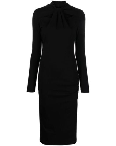 Giorgio Armani Cut-out Long-sleeve Midi Dress - Black