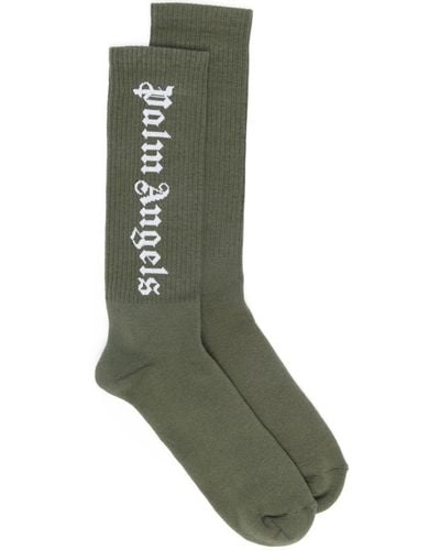 Palm Angels Socken mit Logo-Intarsie - Grün