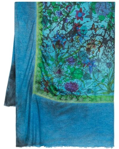 Avant Toi Fular Work Of Art con panel floral - Azul