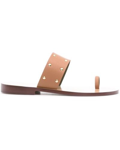 MARIA LUCA Stud-detail Leather Sandals - White