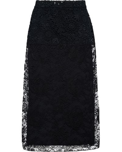 Prada Floral lace midi skirt - Negro