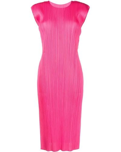 Pleats Please Issey Miyake Mouwloze Mini-jurk - Roze