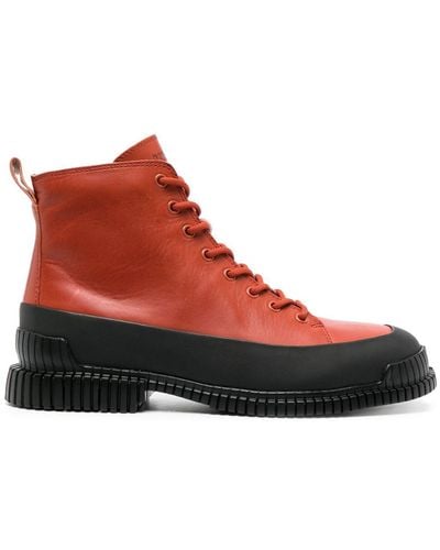 Camper Pix Leather Ankle Boots - Red