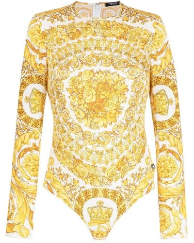 Versace Barocco-print Bodysuit - Yellow