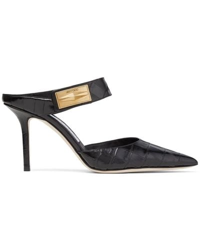 Jimmy Choo Nell 85mm Leather Mules - Black