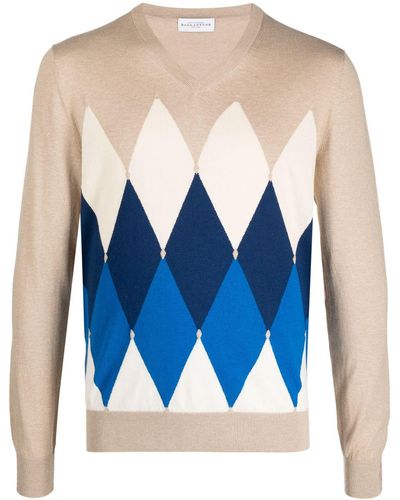 Ballantyne Argyle-pattern Knit Jumper - Blue