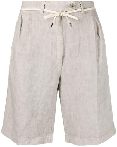 Aspesi Tie-waist Linen Shorts - Grey