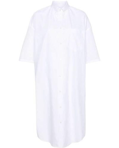 Balenciaga Cotton Poplin Midi Shirt Dress - White