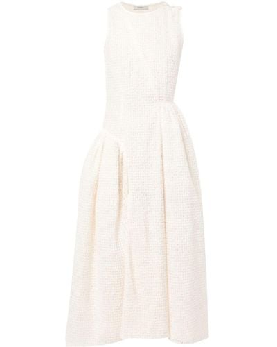 Goen.J Asymmetric Pleat Midi Dress - White