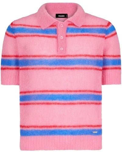 DSquared² Gestreept Poloshirt - Roze