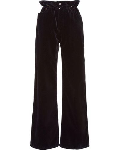 Miu Miu Paperbag-waist Wide-leg Trousers - Black