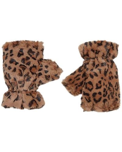 Apparis Leopard-print Fingerless Gloves - Brown