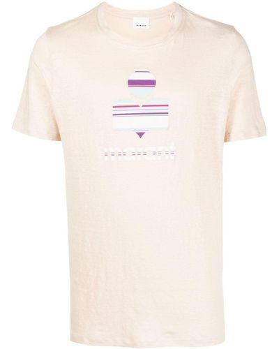 Isabel Marant Logo-print Crew-neck T-shirt - Natural