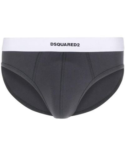 DSquared² Logo-waistband Cotton Brief - Grey