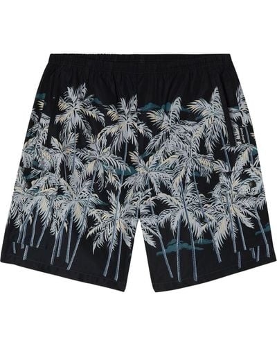 Palm Angels Badeshorts mit Palmen-Print - Schwarz