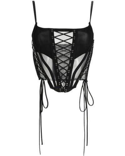 Monse Lace-up Sheer Bustier Top - Black