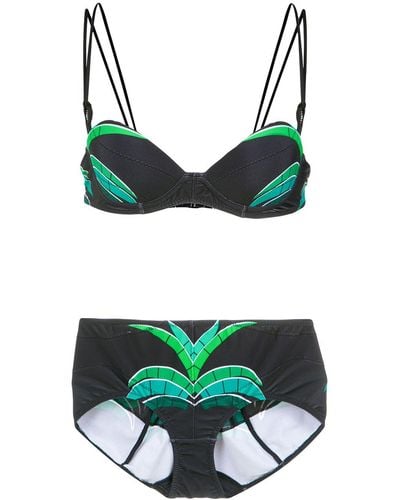 Amir Slama Tropical Print Bikini Set - Green
