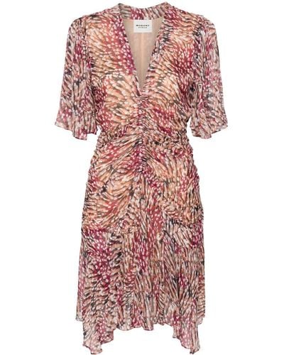Isabel Marant Graphic-print Ruched Dress - Pink