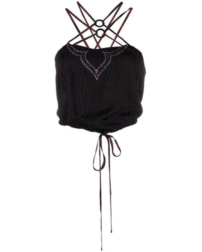 Ahluwalia Embellished Clover Top - Black