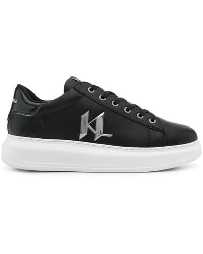 Karl Lagerfeld Logo-patch Leather Trainers - Black