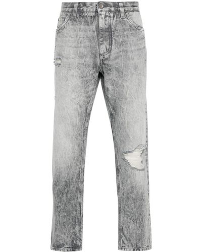 Dolce & Gabbana Logo-plaque Tapered Jeans - Gray