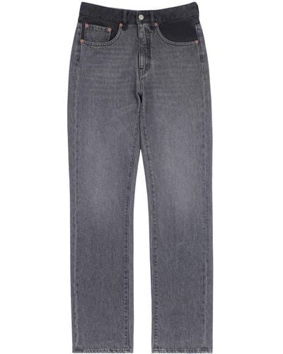 MM6 by Maison Martin Margiela Jeans rectos de algodón con cintura alta - Gris