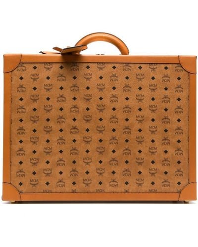 MCM Small Visetos-print Suitcase - Brown